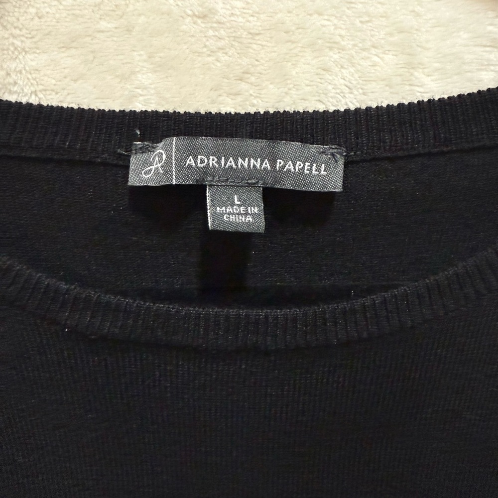 Adrianna Papell Black Top with Sheer Sleeves - Picture 3 of 6
